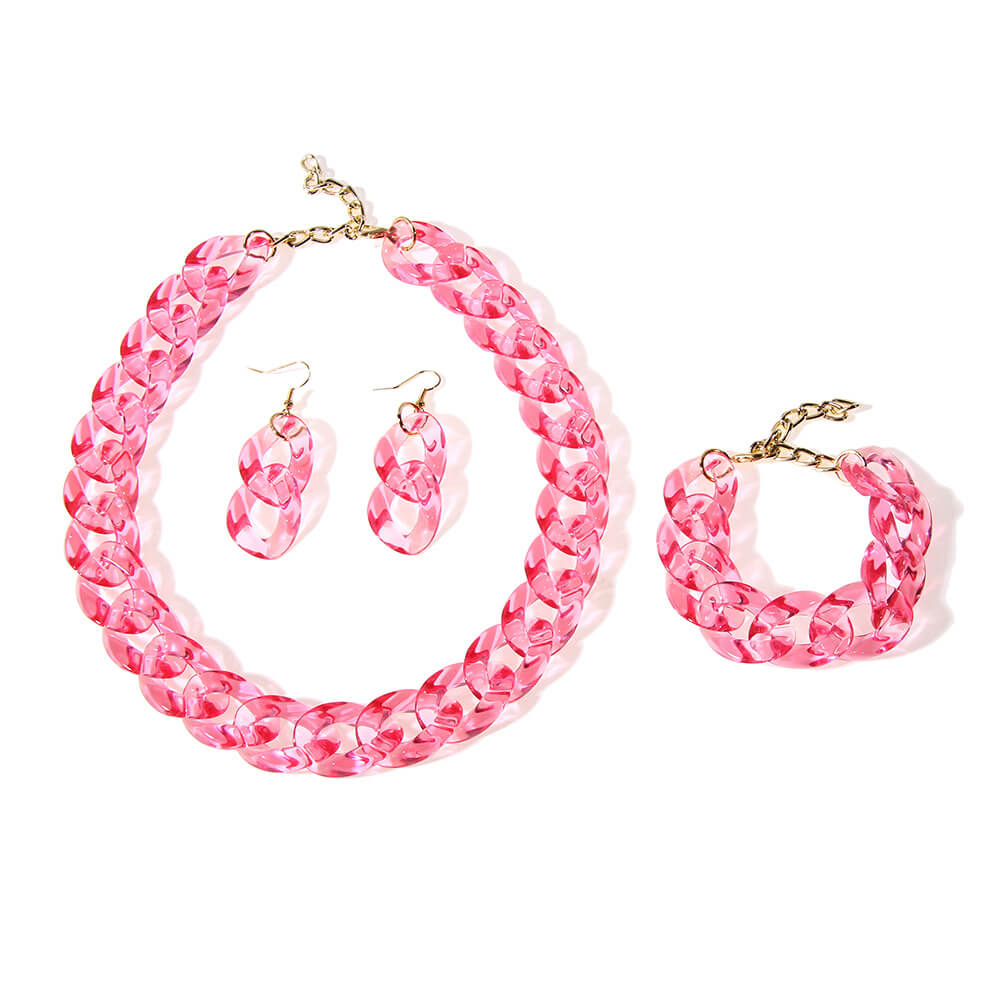 Acrylic Link Necklace Bracelet Earring Set