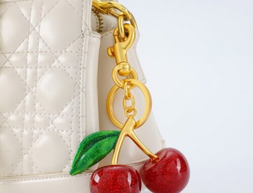 Cherry Alloy Resin Plating Bag Pendant Keychain – Stylish & Durable