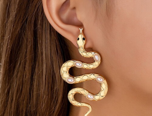 Gold Snake Earrings with Pearl Accents | Statement Fashion Jewelry for B2B