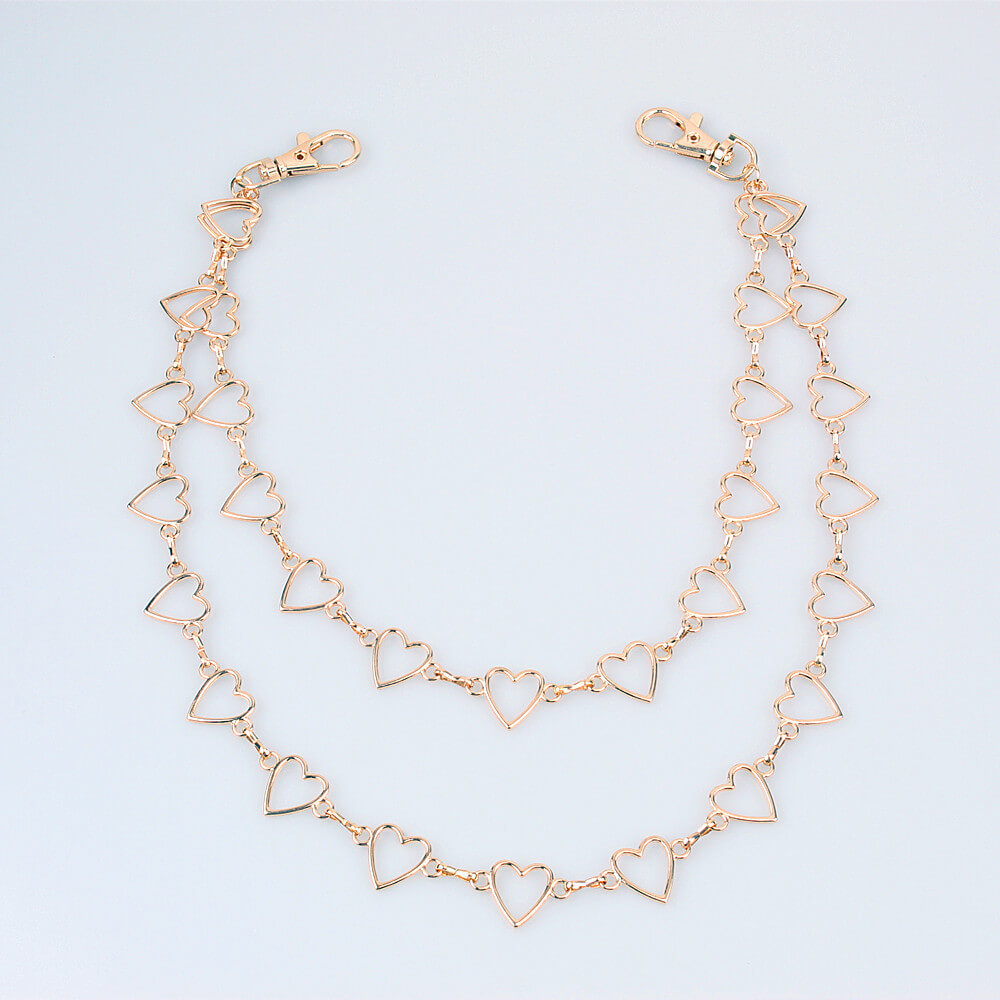 Gold Loving Heart Shaped Waist Chain with Multi-Layered Heart Links