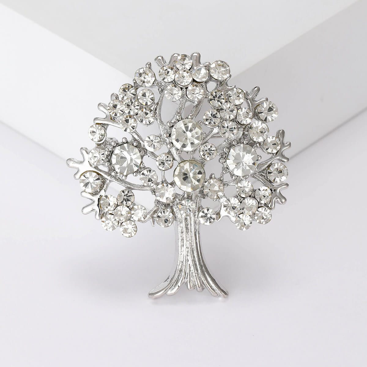 Tree Brooch with Rhinestones – Wholesale Nature-Inspired Accessory