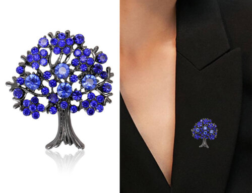 Sparkling Tree Brooch with Rhinestones – Wholesale Holiday & Nature Jewelry