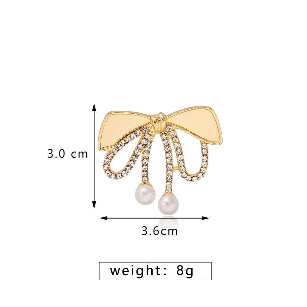 Wholesale Bow Brooch with Rhinestones and Pearls – Elegant Women’s Accessory