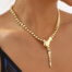 Gold snake chain necklace with snake head design – statement fashion jewelry for women