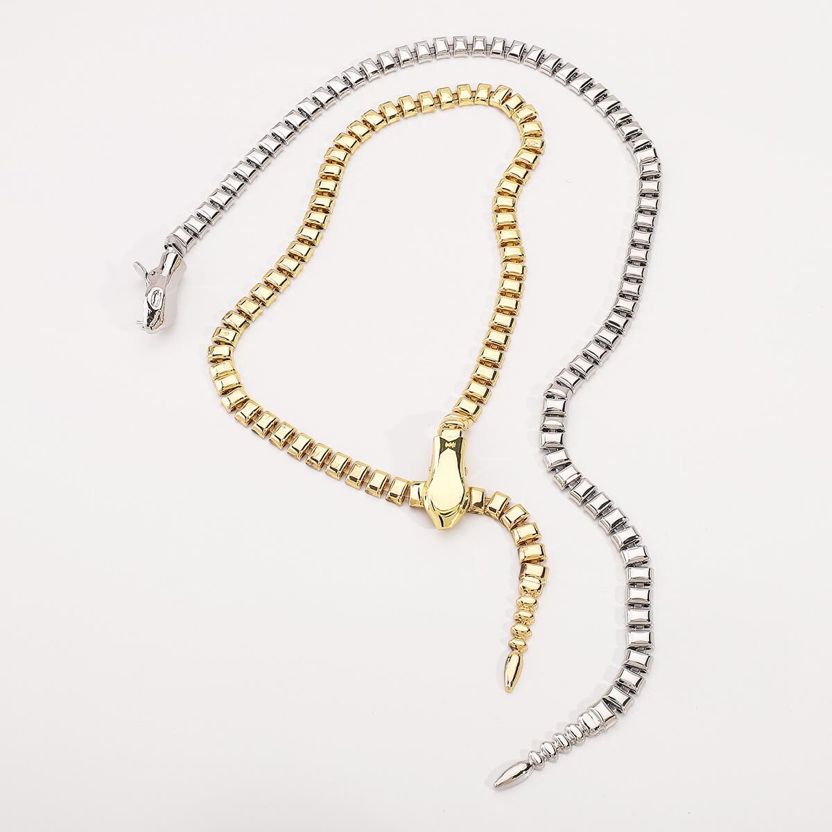 Gold snake chain necklace with snake head design – statement fashion jewelry for women