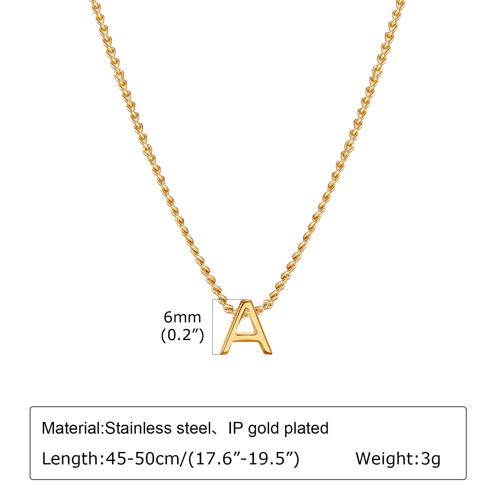 Stainless steel initial necklaces with gold letter pendants for wholesale