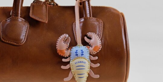 PU leather zodiac signs bag charm keychain for astrology lovers