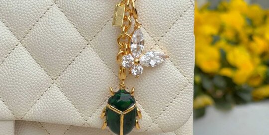 Stainless Steel Butterfly and Beetle Bag Charm Pendant Accessory for Handbags