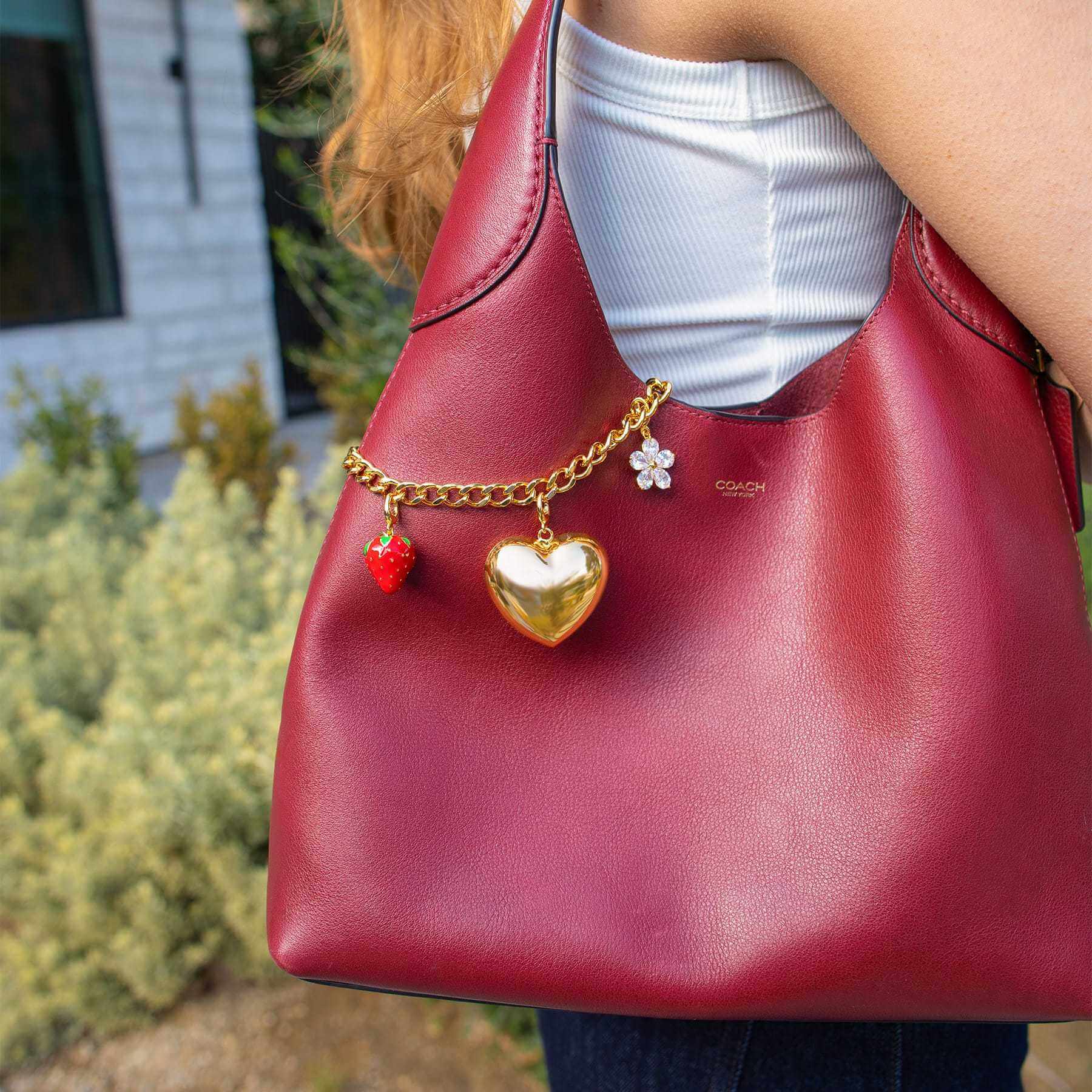 Small Stainless Steel Charms for Bags – Strawberry, Heart, Flower Pendants