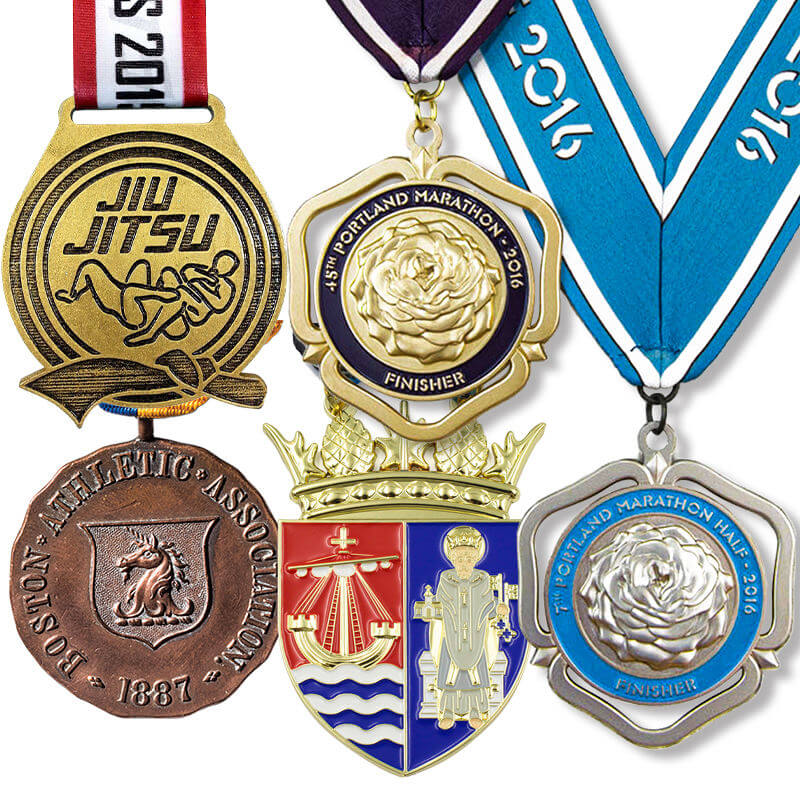 Custom zinc alloy sports medal with 3D logo and lanyard ribbon – OEM design for awards