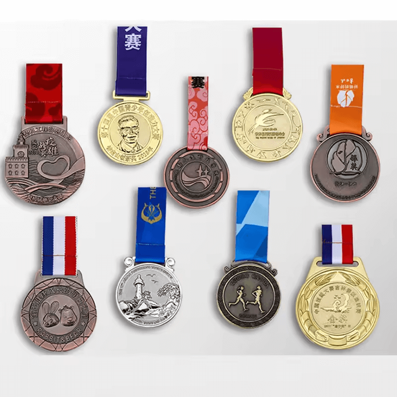 Custom zinc alloy sports medal with 3D logo and lanyard ribbon – OEM design for awards