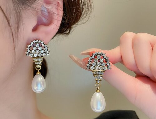 Wholesale Vintage Pearl Drop Rhinestone Earrings – Elegant Retro Jewelry