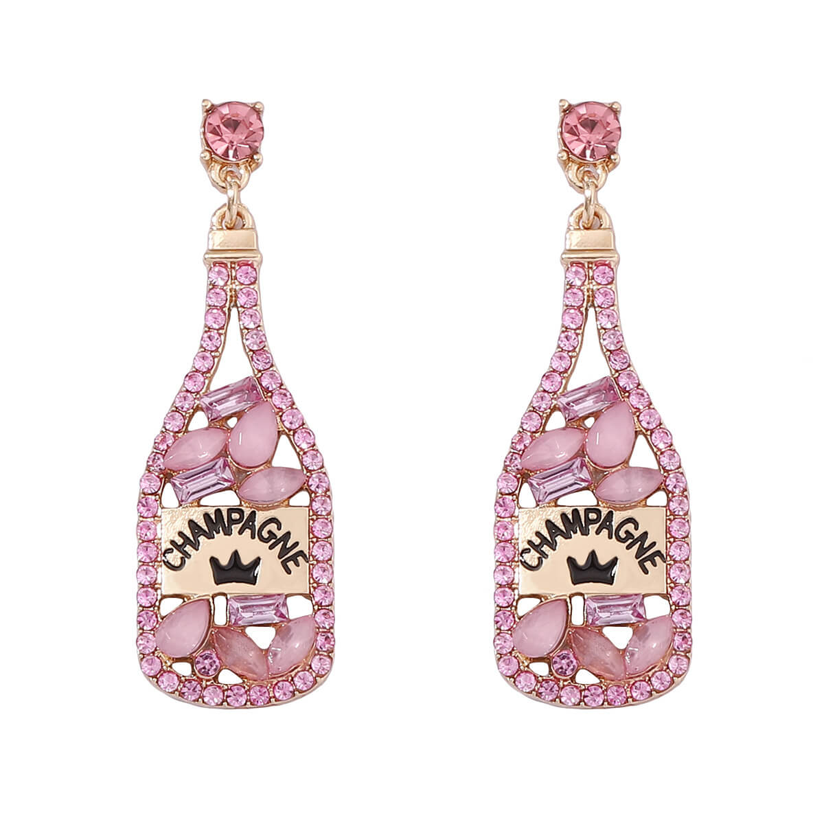 Wholesale cocktail earrings – rhinestone champagne bottle statement earrings for women