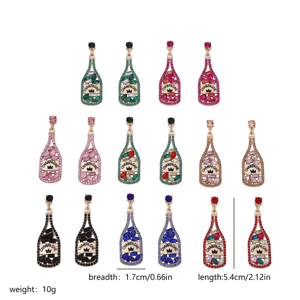 Wholesale cocktail earrings – rhinestone champagne bottle statement earrings for women