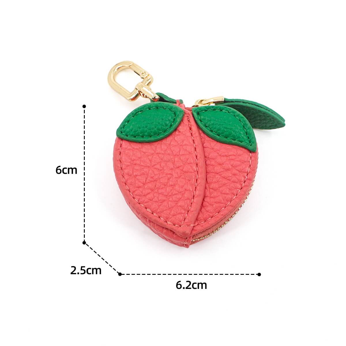 Wholesale peach PU leather handbag charm – fruit-shaped bag accessory for women