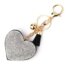 Heart rhinestone keychain with tassel and gold chain