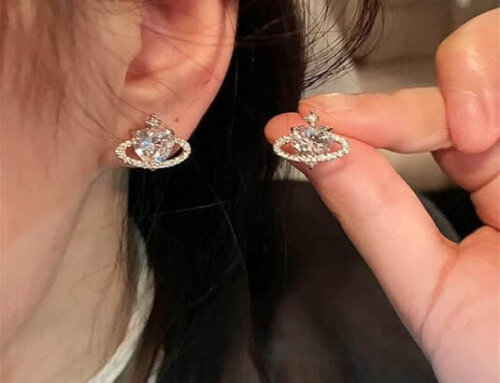 Wholesale Heart Planet Cubic Zirconia Satellite Earrings – Silver Hypoallergenic Studs