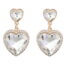 Pink heart rhinestone dangle earrings with colorful crystals and gold alloy base