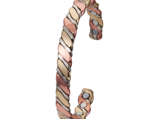 Tri-color Braided Women’s Magnetic Copper Jewelry – High Polished Therapy Bangle