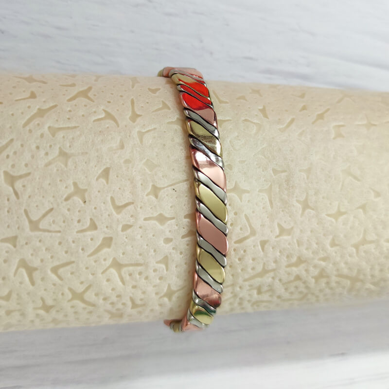 Tri-color braided women's magnetic copper jewelry high polished therapy bangle
