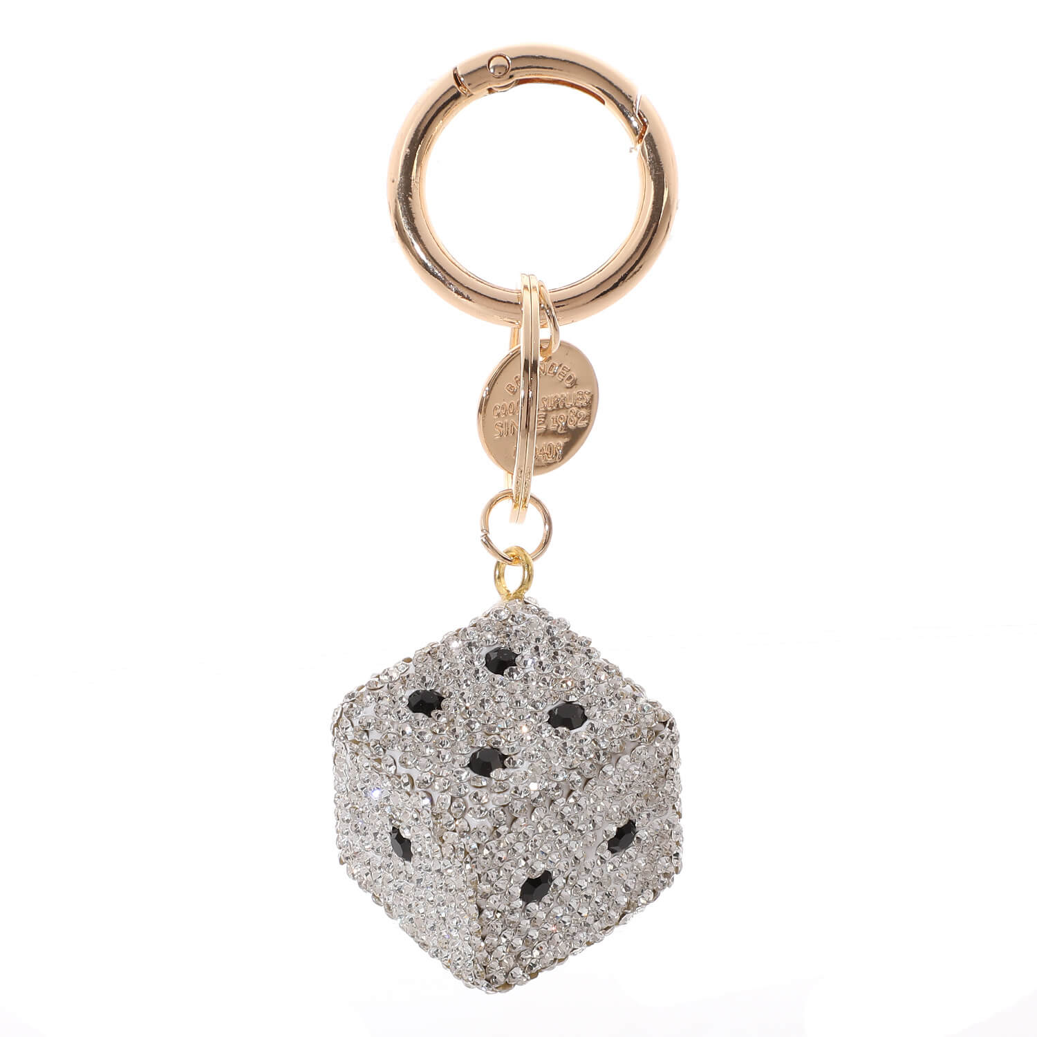 All-over pave crystal square block keychain wholesale for premium jewelry brands