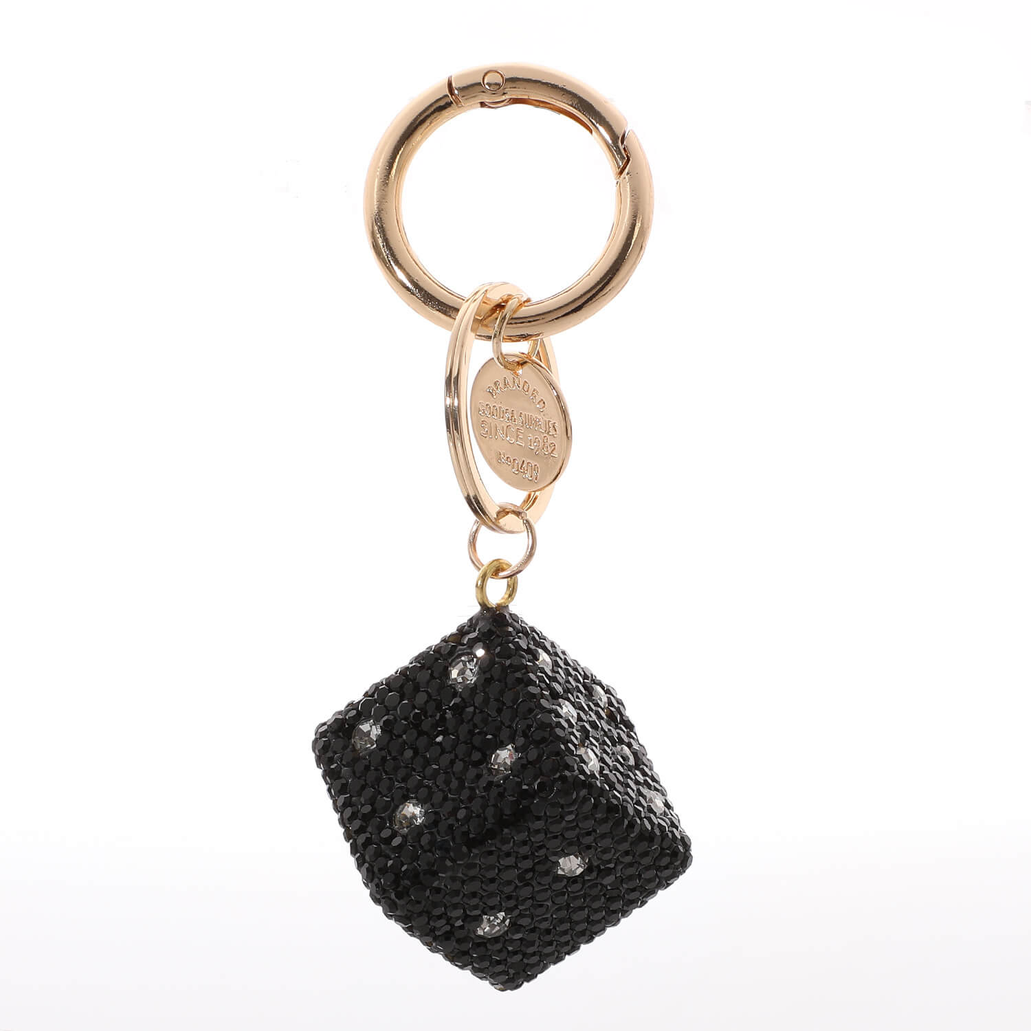 All-over pave crystal square block keychain wholesale for premium jewelry brands