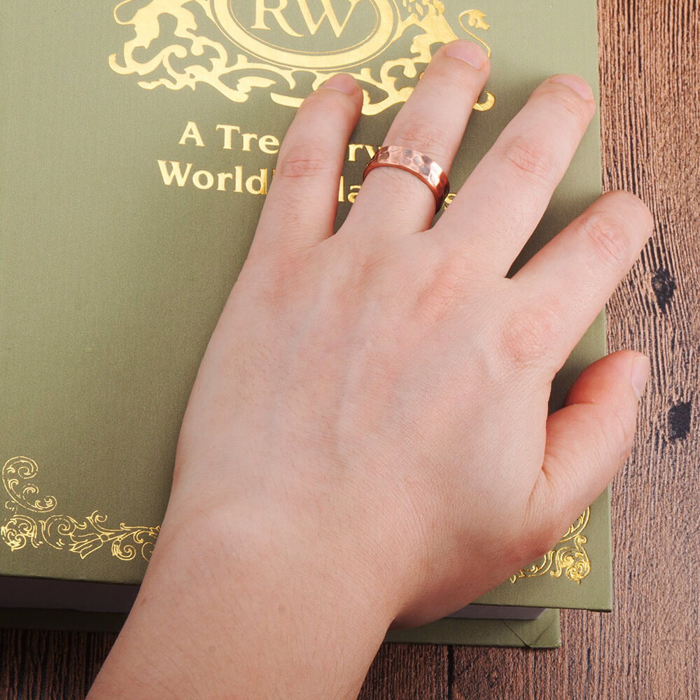 Antique copper healing ring with 2 neodymium magnets for joint pain