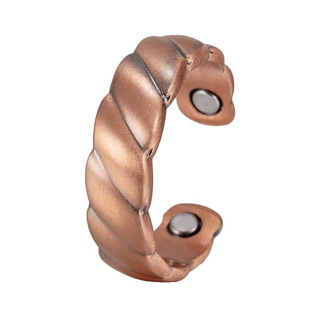 Adjustable copper healing ring twisted texture 6.7mm width 99.9 percent pure copper