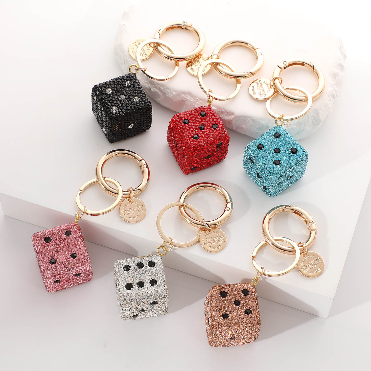 Full rhinestone 3D cube bag charm with 360 degree pave crystals for luxury handbags